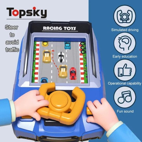 Kids Steering Wheel Racing Car Adventure Game with Music & Sound, Handheld Simulated Learning Driving Cars Toy Birthday Gift for Toddler Boys Girls