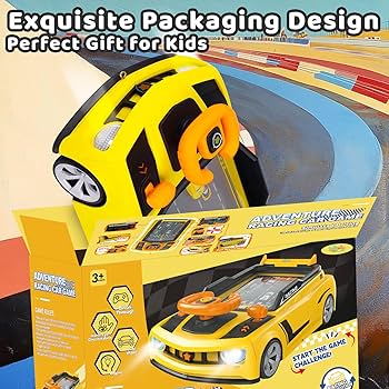 Kids Steering Wheel Racing Car Adventure Game with Music & Sound, Handheld Simulated Learning Driving Cars Toy Birthday Gift for Toddler Boys Girls