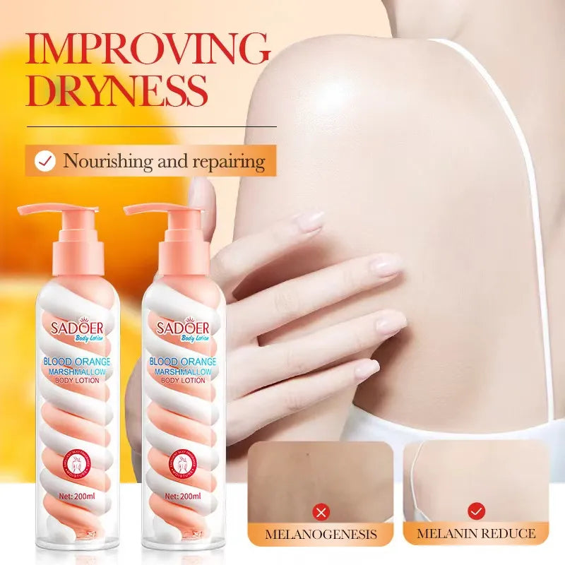 Sadoer Blood Orange Skin Moisturizing Tender Brighten Cream Marshmallow Body Lotion For Women 200ml
