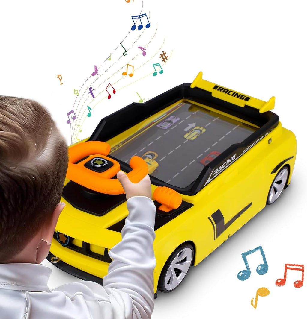 Kids Steering Wheel Racing Car Adventure Game with Music & Sound, Handheld Simulated Learning Driving Cars Toy Birthday Gift for Toddler Boys Girls