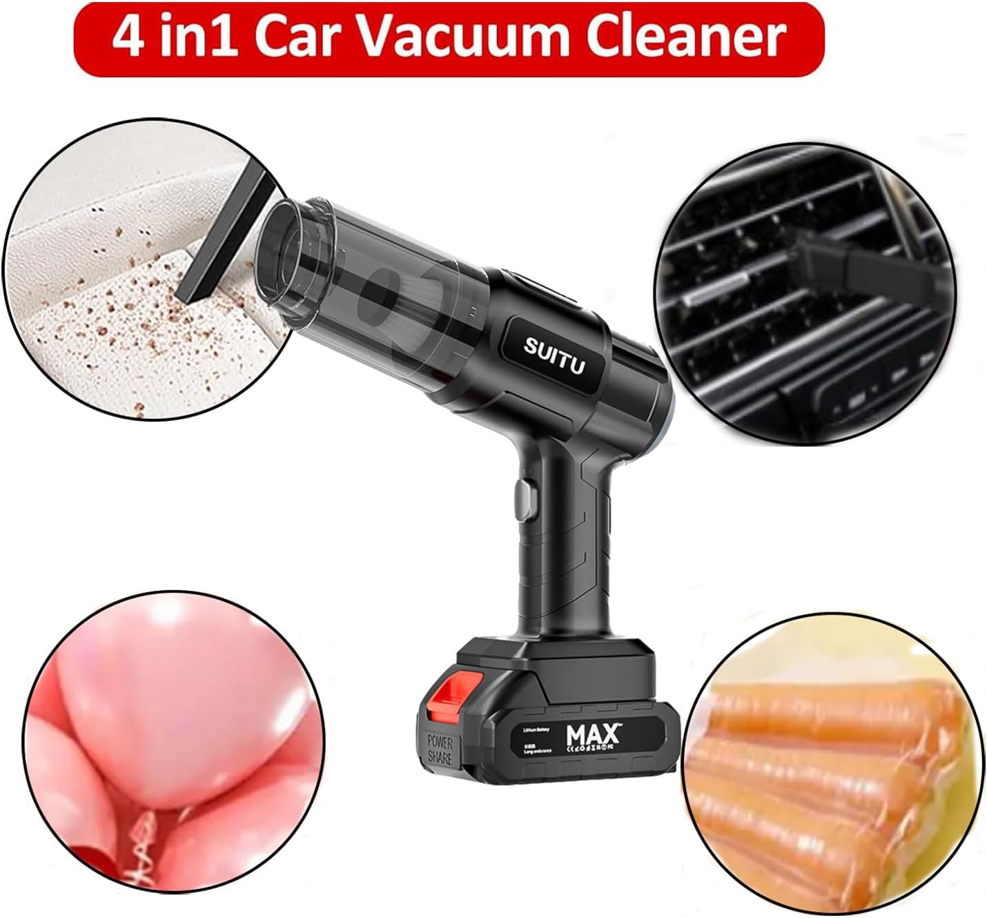 Vacuum Cleaner 4-IN-1 Small And Super Powerful 120w 5000pa Vacuum Handheld Vacuum Cleaner, Wireless Charging