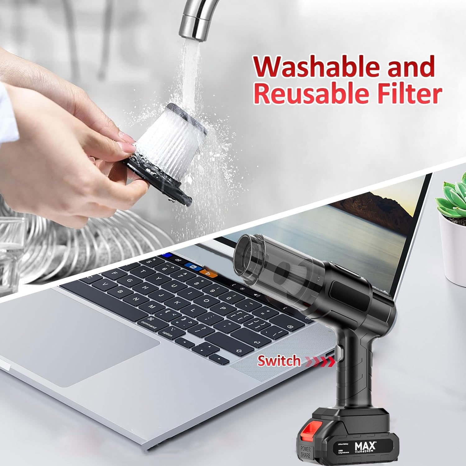 Vacuum Cleaner 4-IN-1 Small And Super Powerful 120w 5000pa Vacuum Handheld Vacuum Cleaner, Wireless Charging