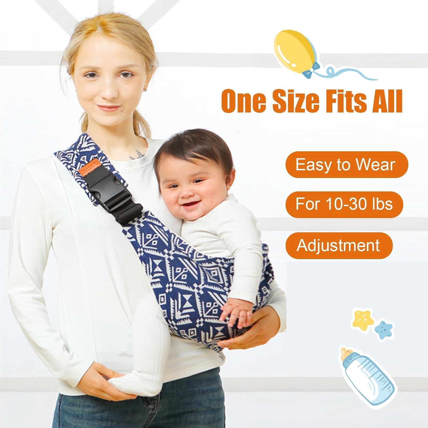 Baby Carrier, Toddler Sling Carrier for Newborn to Toddler, Portable Lightweight Non-Slip Hip Seat Carrier