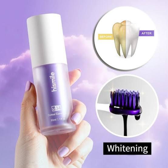 Hismile v34 Colour Corrector, Purple Teeth Whitening, Tooth Stain Removal, Teeth Whitening Booster, Purple Toothpaste - Packaging May Vary
