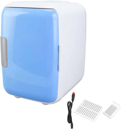 Mini car Fridge 4L Small Refrigerator Fast Cooling Portable with Heating And Cooling Box Detachable Partition, Durable Car Fridge for Skin Care, Cosmetics, Beverage, Food, for Home Office Car (blue)
