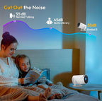 4K 1080P Mini Projector with WiFi & Bluetooth – Portable Android OS Projector, 210° Rotatable Stand, 8000+ Built-in Apps, Dust Removal & Heat Dissipation Design
