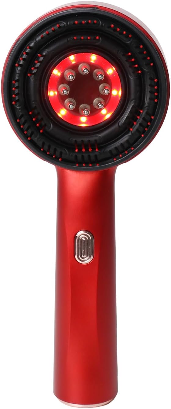 Electric Scalp Brush Scalp Care Hair Care Scalp Serum Can Be Used Red LED Waterproof Rechargeable Cordless with storage bag, Portable Deep Massager For Hair & Head Relax