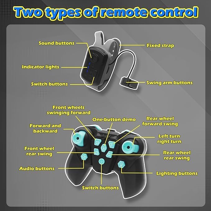 Dog Robot Remote Control 8WD with 2 controller,Remot Control and Control Watch, 2 Rechargeable Batteries Stunt RC Cars, pet robot dog with Music, Toy Gift for Boys and Girls Age 6+