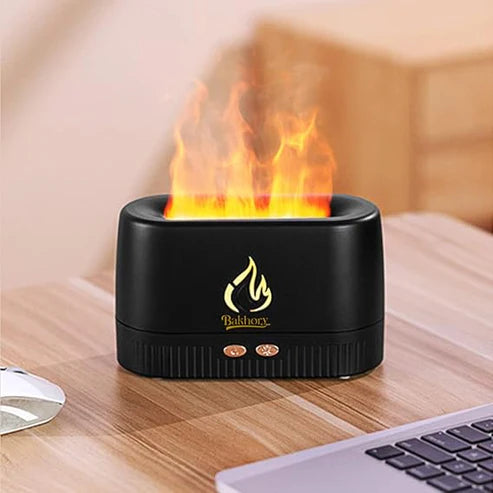 Flame Aroma Diffuser, 200ml Essential Oil Diffuser with Flame Effect, Ultrasonic Humidifier, Ultra-Quiet 30dB, Air Freshener for Home, Office, Bedroom, Yoga