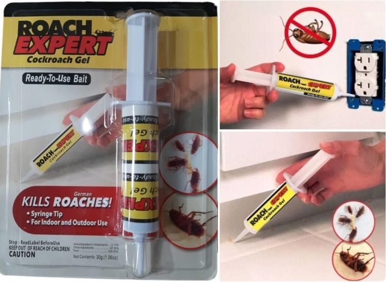 Roach Expert Cockroach Gel Bait 30g – Ready-to-Use Roach Killer Gel with Syringe Applicator for Indoor & Outdoor Use in Kitchen, Bathroom, Office, and Warehouse