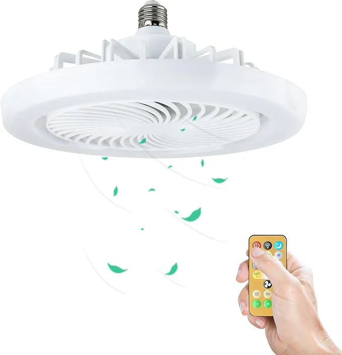 Remote, LED Dimmable Mini Ceiling Fans with E27 LED Lamp, 3 Wind speeds 3 Color Dimming and Timing for Living Room, Bedroom
