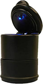 Fireproof Cylinder Shaped Car Cigarette Ashtray with Blue LED Light