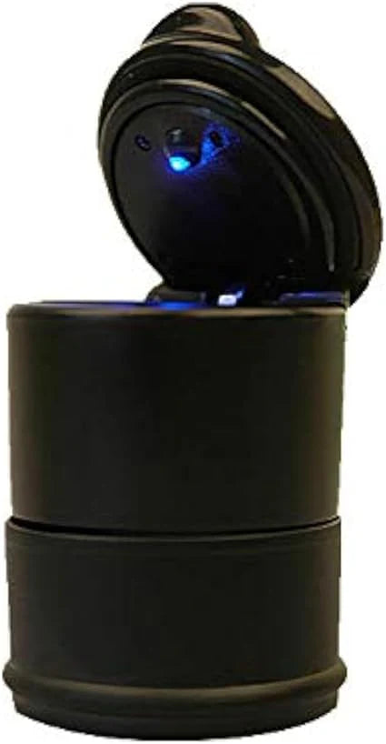 Fireproof Cylinder Shaped Car Cigarette Ashtray with Blue LED Light