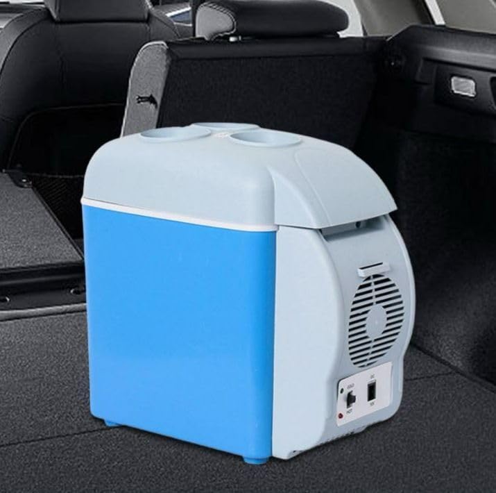Portable Car Refrigerator, 7.5L Capacity, Dual Cooling and Warming Function, Electric Mini Fridge, Blue