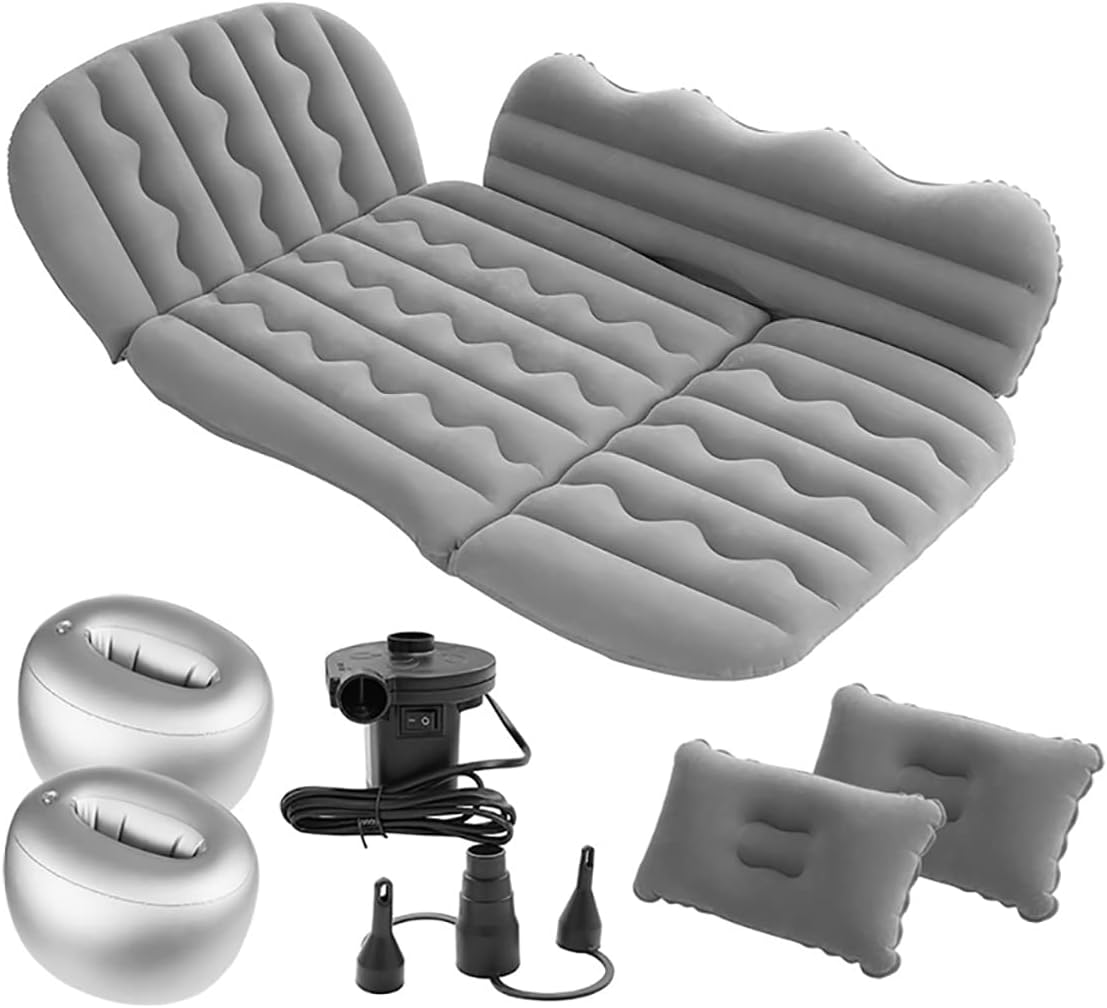 Car Inflatable Air Mattress Bed, Travel Mattress Bed with 2 Pillows & Air-Pump for SUV Back Seat, Universal Car Cushion Portable Floating Sleeping Pad Car Air Bed for Home Hiking Camping