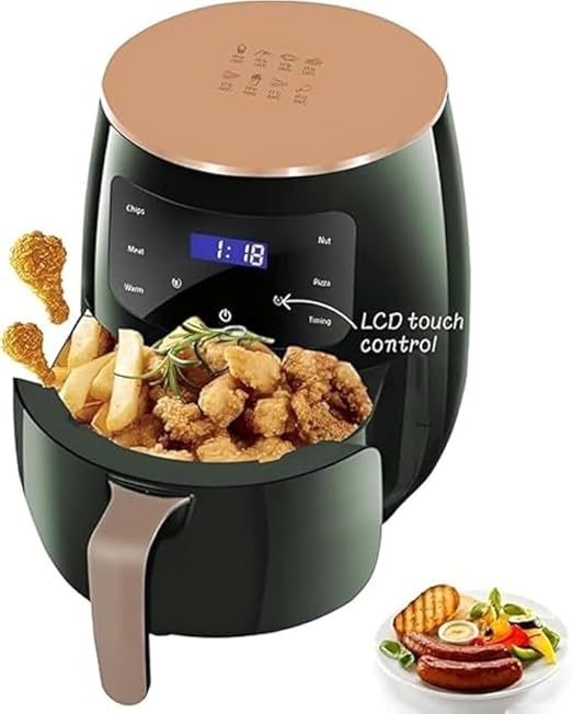 Air Fryer Digital 6L - Rapid Air Convection Technology Cooker, Black Toaster Oven Combo for Oil-Free Cooking, Large Capacity with Smart Controls