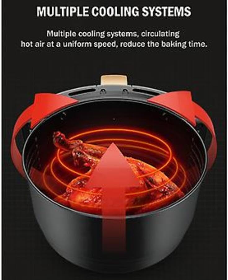 Air Fryer Digital 6L - Rapid Air Convection Technology Cooker, Black Toaster Oven Combo for Oil-Free Cooking, Large Capacity with Smart Controls