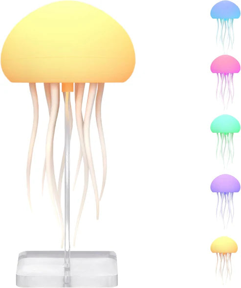 Floating Jellyfish Light Lamp - Voice Control RGB Gradient Moving Tentacles Flying Jelly Fish Bedside Table Lamp - Rechargeable Touch Sensor Hanging LED Dancing Jellyfish Night Lamps for Kids Adults