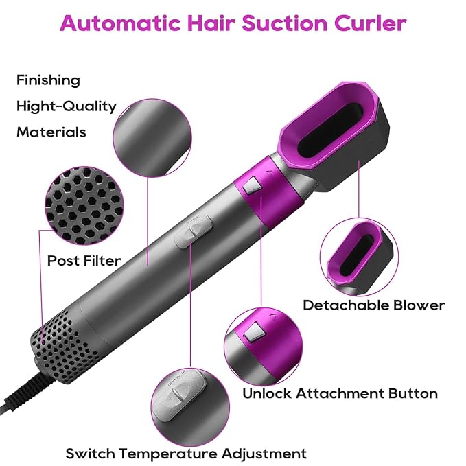 5 in 1 Multifunctional Hair Dryer Brush – Detachable Hot Air Styler with Curler, Volumizer, Straightener & Blow Dryer for Women, Negative Ion Technology