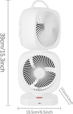 Small Bedside Fan - Dual Head Tower Fan Portable Desk Fan - Small Room Cooling Fan with 350 Degrees Oscillation for Tabletop, Camping, 5 Speed Settings