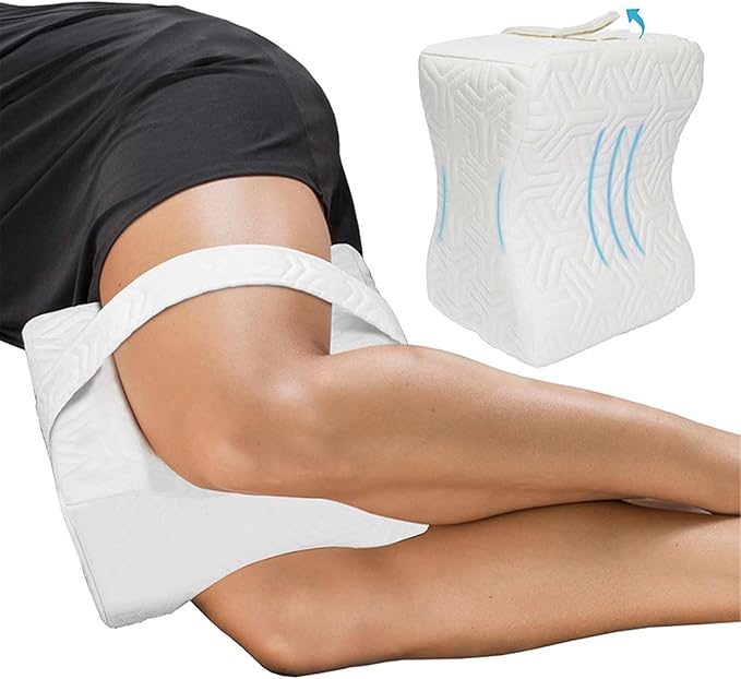 Knee Pillow for Side Sleepers – Hip & Back Pain Relief Pillow with Adjustable Strap – Comfortable Sciatica & Leg Pain Relief for Side Sleeping