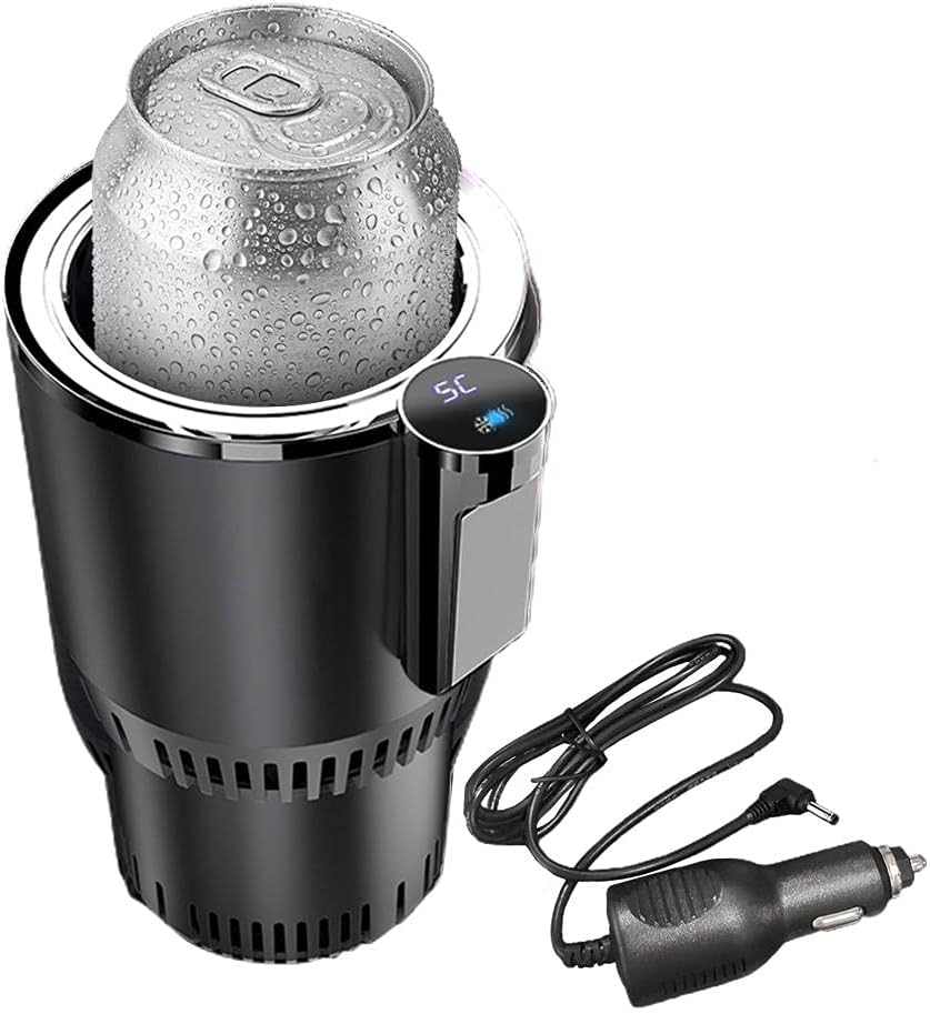 Smart Cup, 2 in 1 Car Drink Cooler Warmer, Car Coffee Cup Cooler Warmer, Personal Thermoelectric Cooling Cup, Mug Holder with Cooling and Heating Functions, Car Cooler Cup (Black)