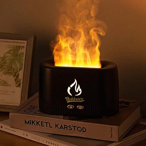 Flame Aroma Diffuser, 200ml Essential Oil Diffuser with Flame Effect, Ultrasonic Humidifier, Ultra-Quiet 30dB, Air Freshener for Home, Office, Bedroom, Yoga