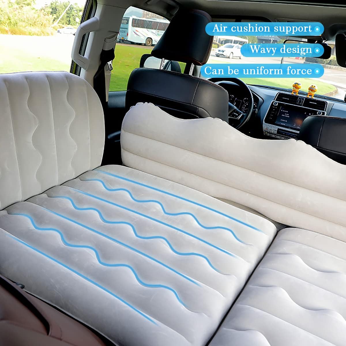Car Inflatable Air Mattress Bed, Travel Mattress Bed with 2 Pillows & Air-Pump for SUV Back Seat, Universal Car Cushion Portable Floating Sleeping Pad Car Air Bed for Home Hiking Camping