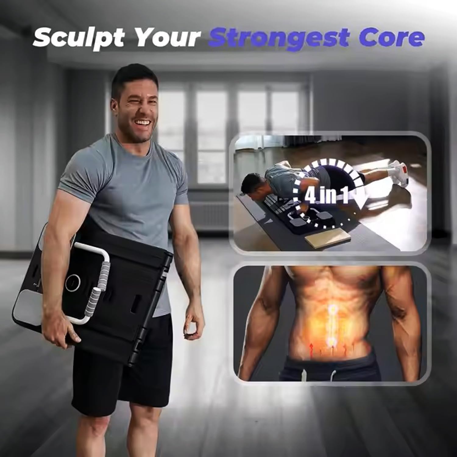 Foldable Pilates Reformer Set 5-in-1 Multifunctional Sliding Board with Resistance Bands & Timer, Core Trainer Ab Machine Fitness Equipment for Home Gym, Women & Men - All Levels(Beginner to Advanced)