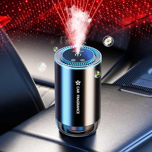 Smart Starry Projection Car Aroma Diffuser, Large Capacity Rechargeable Air Freshener USB Cool Mist Mini Portable Humidifier Diffuser for Car Home Office Bedroom
