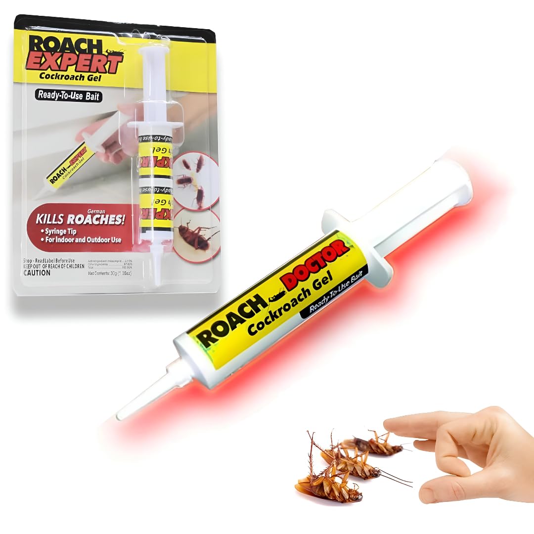 Roach Expert Cockroach Gel Bait 30g – Ready-to-Use Roach Killer Gel with Syringe Applicator for Indoor & Outdoor Use in Kitchen, Bathroom, Office, and Warehouse