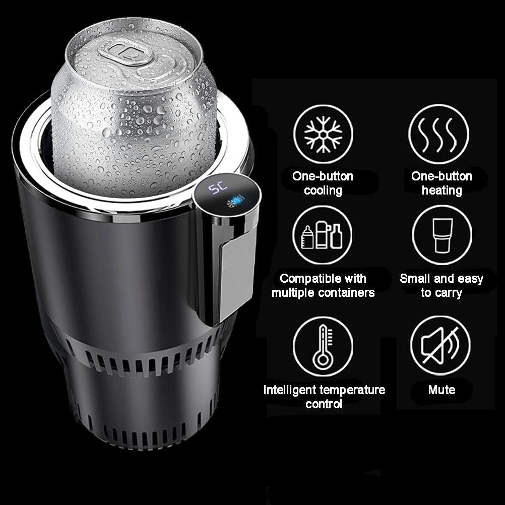 Smart Cup, 2 in 1 Car Drink Cooler Warmer, Car Coffee Cup Cooler Warmer, Personal Thermoelectric Cooling Cup, Mug Holder with Cooling and Heating Functions, Car Cooler Cup (Black)
