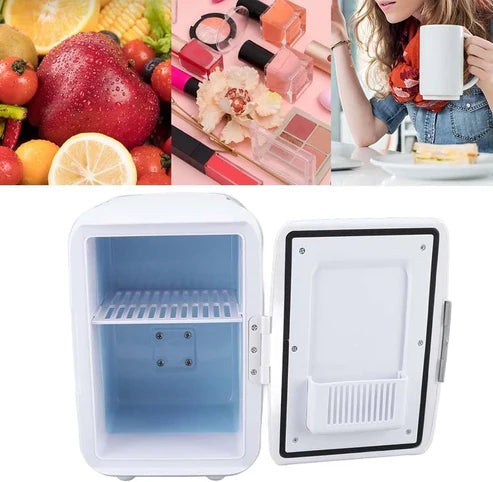 Mini car Fridge 4L Small Refrigerator Fast Cooling Portable with Heating And Cooling Box Detachable Partition, Durable Car Fridge for Skin Care, Cosmetics, Beverage, Food, for Home Office Car (blue)