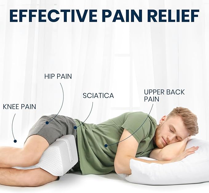 Knee Pillow for Side Sleepers – Hip & Back Pain Relief Pillow with Adjustable Strap – Comfortable Sciatica & Leg Pain Relief for Side Sleeping
