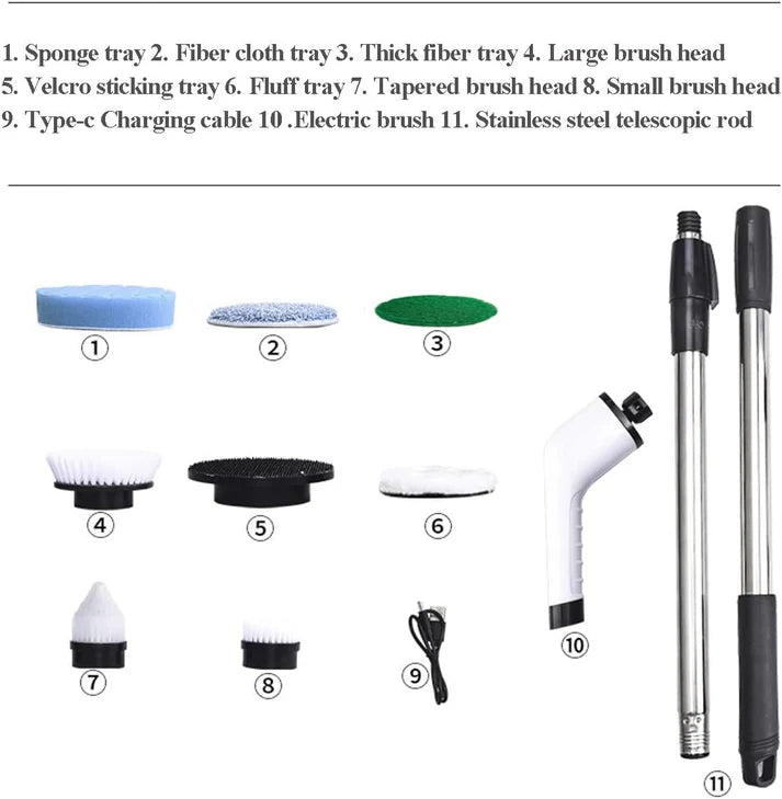 Electric Spin Scrubber Rechargeable Cleaning Brush with 7 Replaceable Brush Heads, Cordless and Portable Power Scrubber, Electric Bathroom Scrubber for Cleaning Tile, Window, Floor, Tub, Car