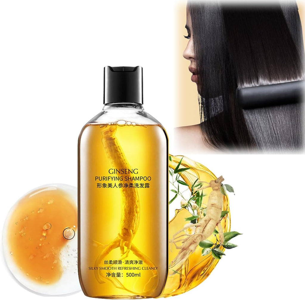 Ginseng Extract Root Nourishing Shampoo, 8 Minute Gold Ginseng Anti-Hair Loss Shampoo, Plant Extract Gently Nourishes Hair, Supple Moisturizing Shampoo (1 pc)