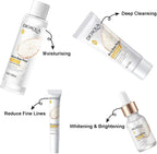 Rosarden Rice Raw Pulp Skin Care Set for Women and Teenage Girls, Rice Raw Pulp Skin Care Set with Rice Water Toner Cleansing Serum Eye Cream for Moisture, Anti Ageing, Firming Skin