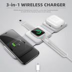 Magnetic Wireless Charger,Foldable Travel 3 In 1 Wireless Charging Station 15w Mag-Safe Wireless Charger Stand Compatible with iPhone 15/14/13/12/11/Pro/Max/X/XS/XR, Apple Watch and Airpods (White)
