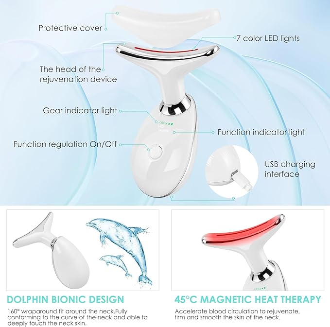 Face Massager Against Wrinkles, Face Beauty Device with 3 Modes, 45°C V Face Beauty Meter Face Device for Skin Tightening & Lifting EMS Face Massage for Women Men V Shape Face Massager Device