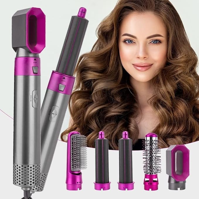 5 in 1 Multifunctional Hair Dryer Brush – Detachable Hot Air Styler with Curler, Volumizer, Straightener & Blow Dryer for Women, Negative Ion Technology