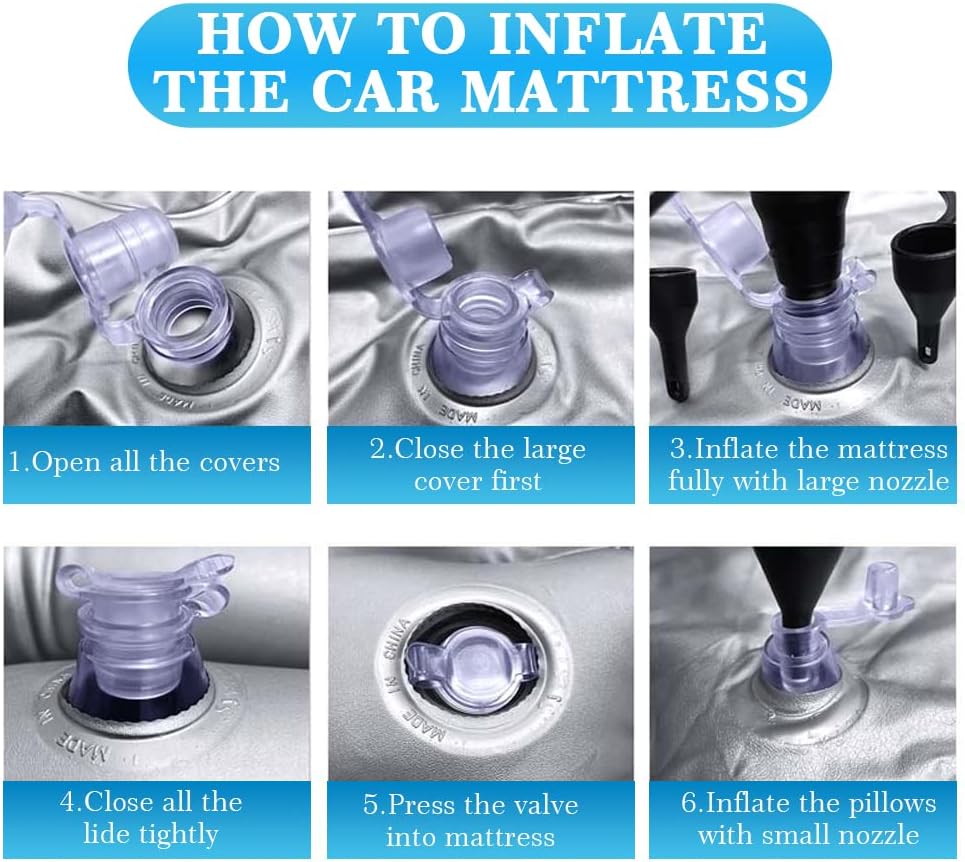 Car Inflatable Air Mattress Bed, Travel Mattress Bed with 2 Pillows & Air-Pump for SUV Back Seat, Universal Car Cushion Portable Floating Sleeping Pad Car Air Bed for Home Hiking Camping