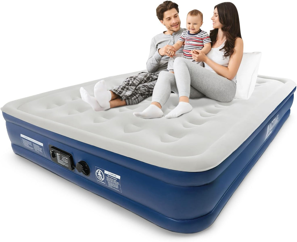 Premium King Size Air Bed with Advanced Support System and Built-In Electric Pump - Raised 33cm Inflatable Mattress & Guest Bed for Camping, Moving, Travel