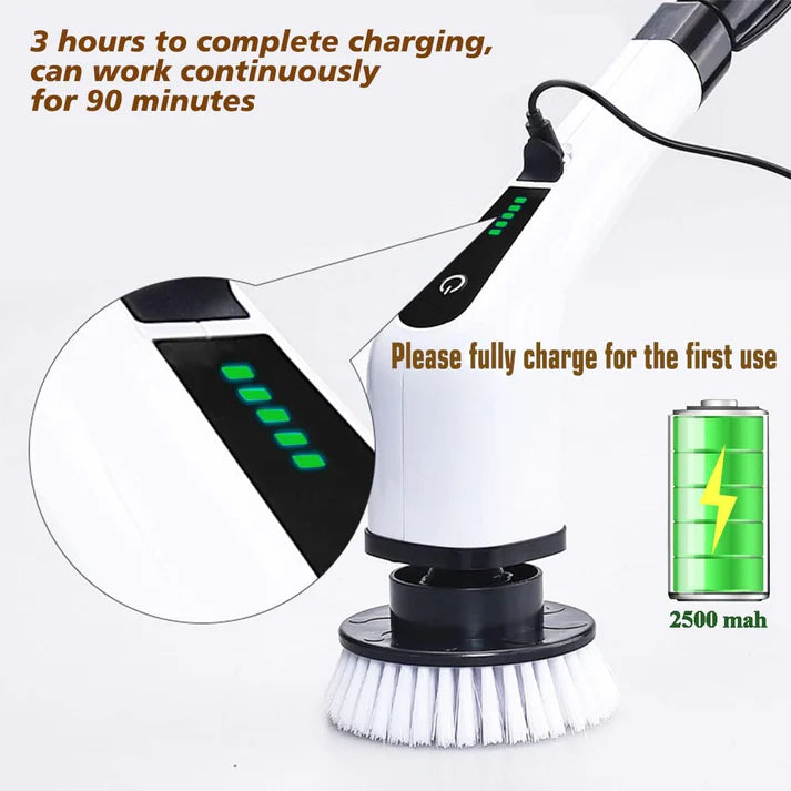 Electric Spin Scrubber Rechargeable Cleaning Brush with 7 Replaceable Brush Heads, Cordless and Portable Power Scrubber, Electric Bathroom Scrubber for Cleaning Tile, Window, Floor, Tub, Car