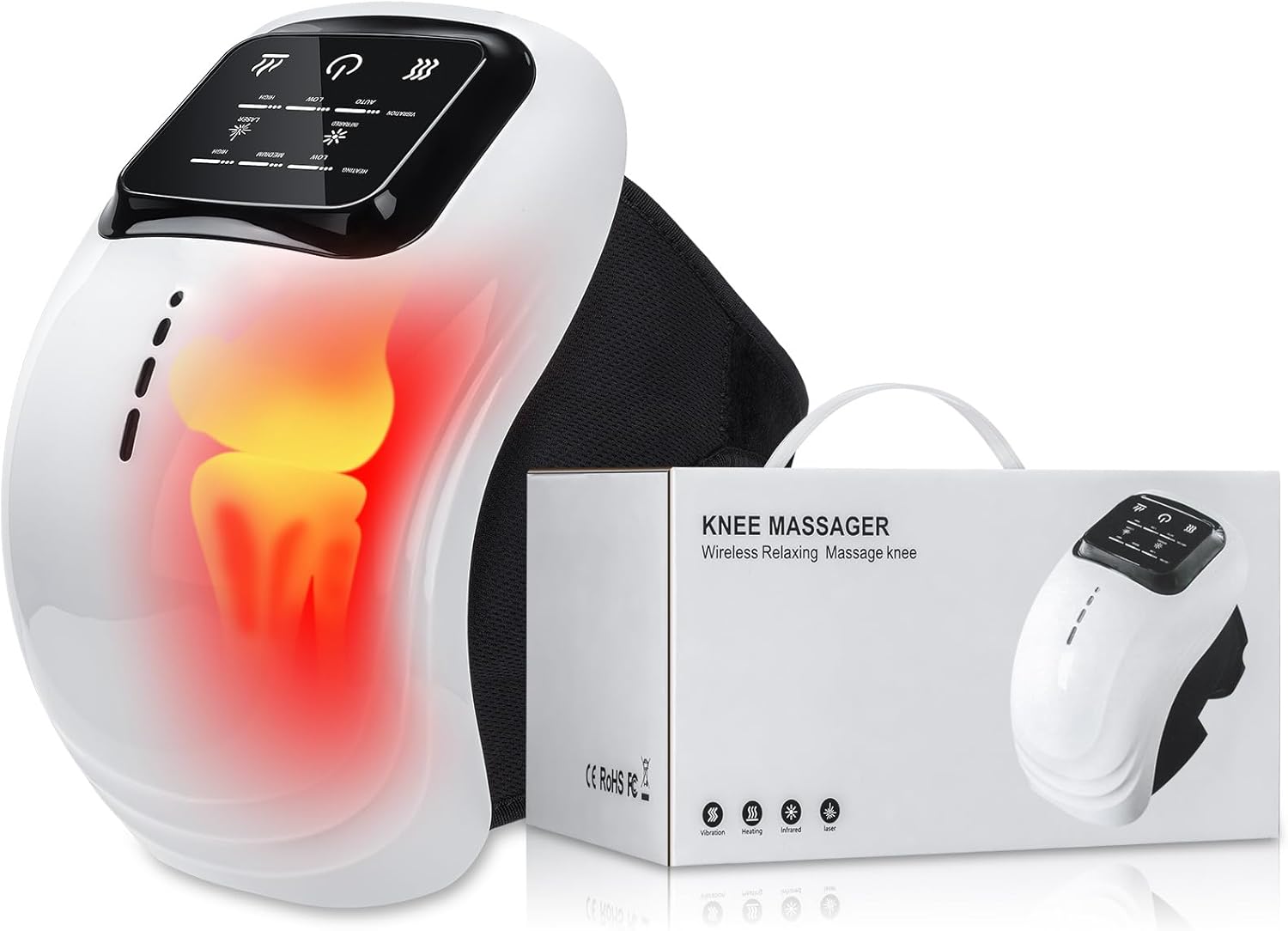 Portable Knee Massager with Heat, Red Light, Enhanced Light, Massage,Cordless Knee Massager for Relax Tight Muscles and Helps Minor Joint Stiffness and Discomfort