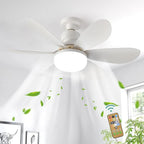 Screw in Ceiling Fan Light E27 Socket with Remote Control LED Lamp Small lamp for Bedroom fan ceiling 3 Speeds 3 Colors White Easy to Install Dimmable Mini Ceiling Fan