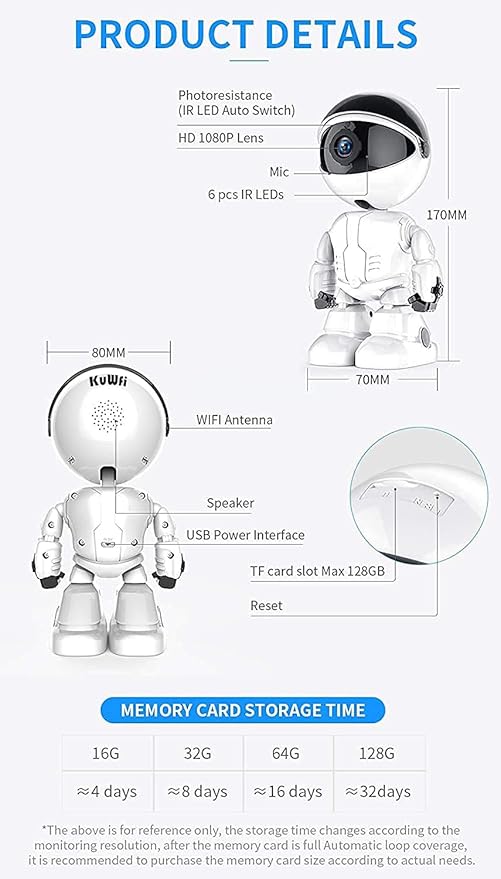 Cloud Home Security IP Camera Robot Intelligent Auto Tracking Camera Wireless Wi-Fi Baby Video Monitor Surveillance Camera 1080P