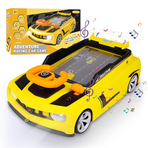 Kids Steering Wheel Racing Car Adventure Game with Music & Sound, Handheld Simulated Learning Driving Cars Toy Birthday Gift for Toddler Boys Girls
