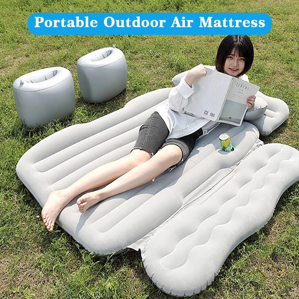 Car Inflatable Air Mattress Bed, Travel Mattress Bed with 2 Pillows & Air-Pump for SUV Back Seat, Universal Car Cushion Portable Floating Sleeping Pad Car Air Bed for Home Hiking Camping