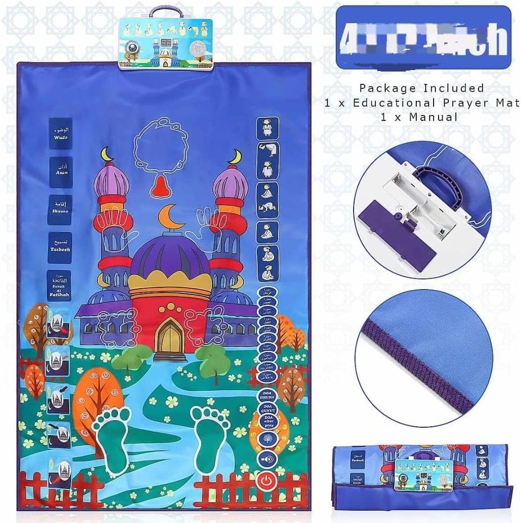 Educational Prayer Mat for Kids, Touch Buttons Interactive Prayer Mat, 22 cm, 6 Layers, Ultra Soft Fabric