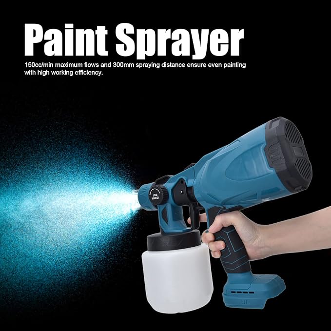 Cordless Paint Sprayer with 2pcs 21V 4.0Ah Cordless Spray Paint Machine 5 Nozzles 3 Patterns 1000ml Battery Powered Paint Sprayer High Pressure Electric for Home Furniture